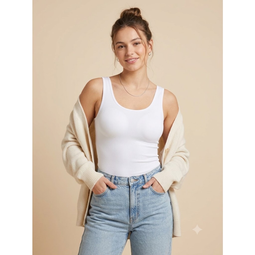 Kaos tangtop bra warna putih adem