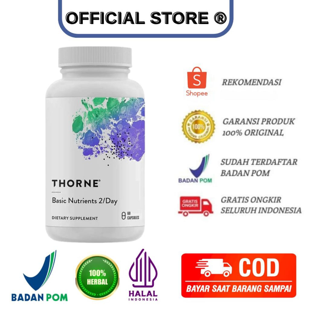 THORNE Basic Nutriens 2/day Multivitamin Komplek A,B,C,D dan E Untuk Imun Tubuh