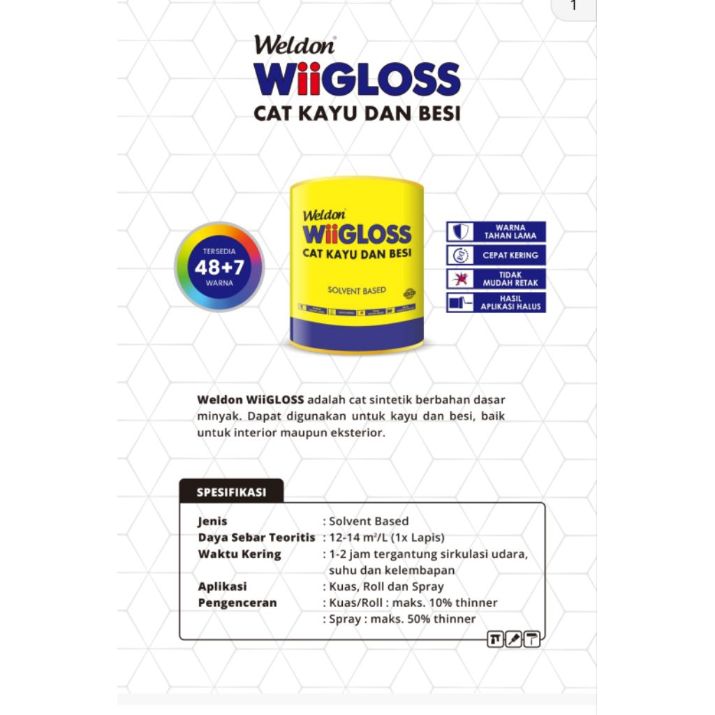 WELDON WIIGLOSS Cat besi  / kayu WIIGLOSS 100 ml Hitam doff - S 101