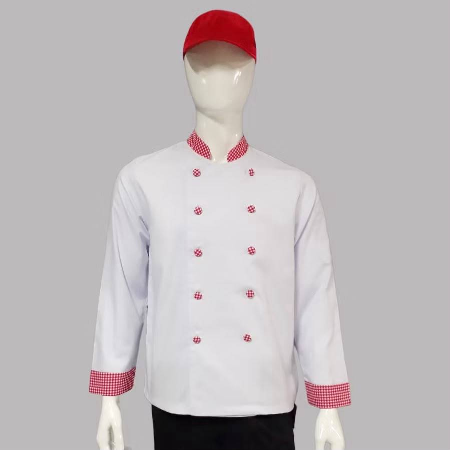 baju koki kotak kotak/ baju chef pria wanita/ seragam chef