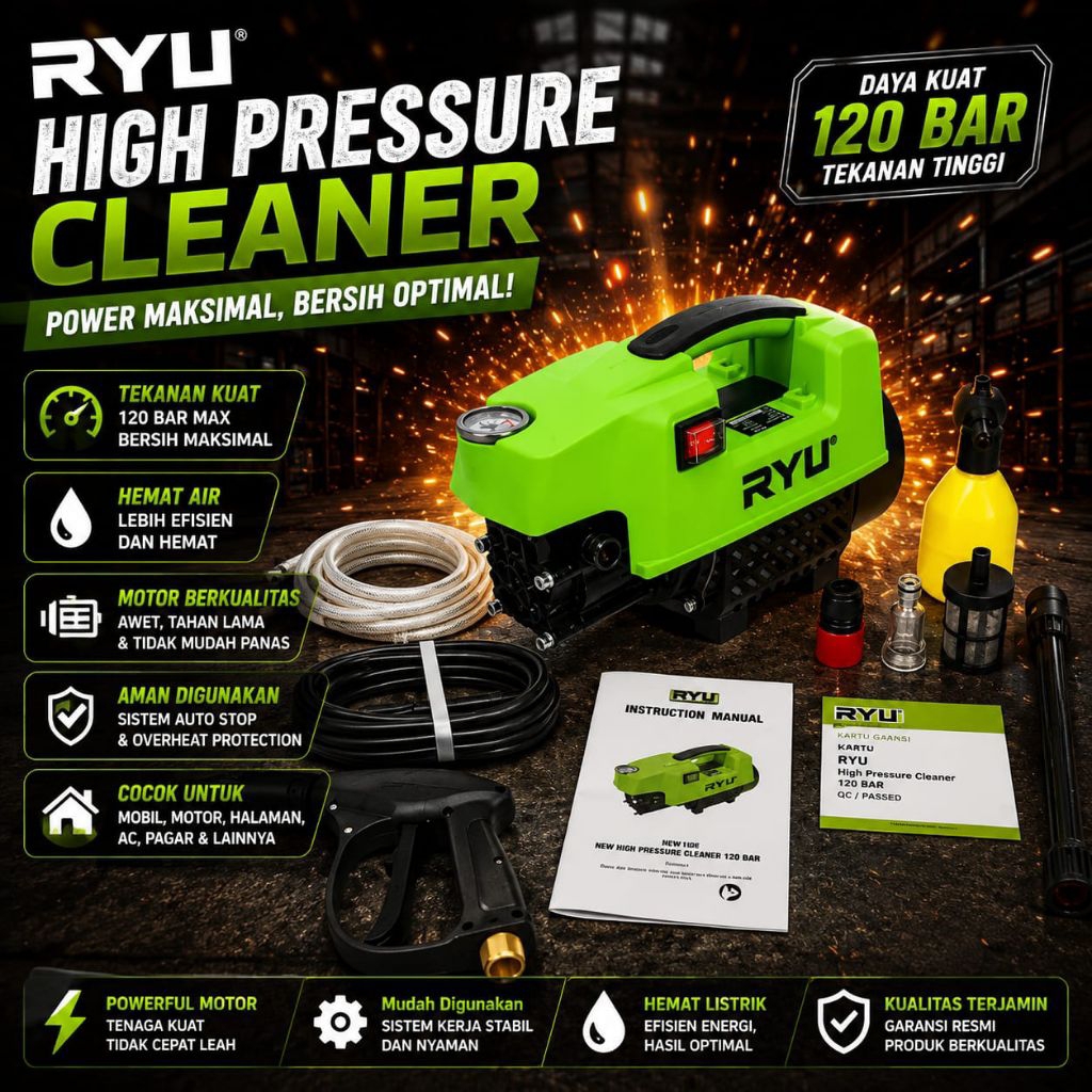 JET CLEANER RYU 120 BAR - TEKANAN KUAT,HIGH PRESSURE JET CLEANER RYU
