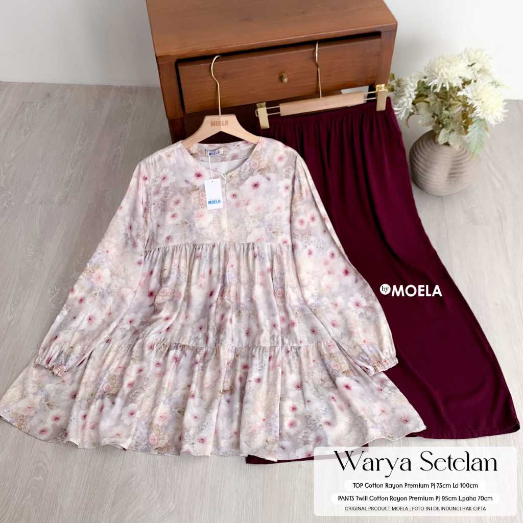 WARYA SET WANITA COTTON RAYON PREMIUM ELEGAN BY MOELA
