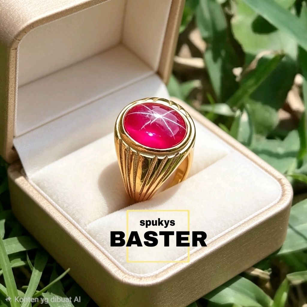 Cincin Batu Amerika Star 6 Merah Kualitas Mewah Ring Titanium Anti Luntur
