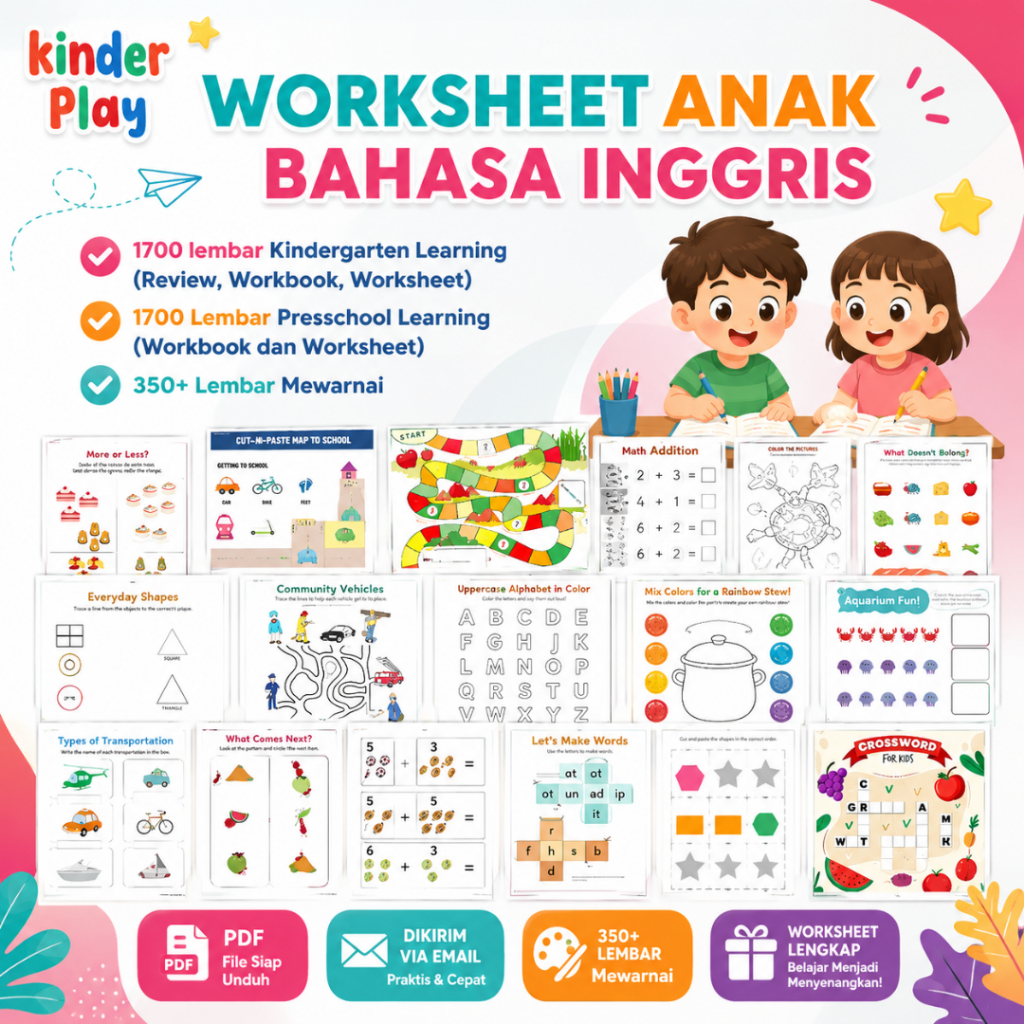 3700+ Worksheet Anak Bahasa Inggris | Worksheet Anak PAUD & TK | Belajar, Mewarnai & Aktivitas Seru