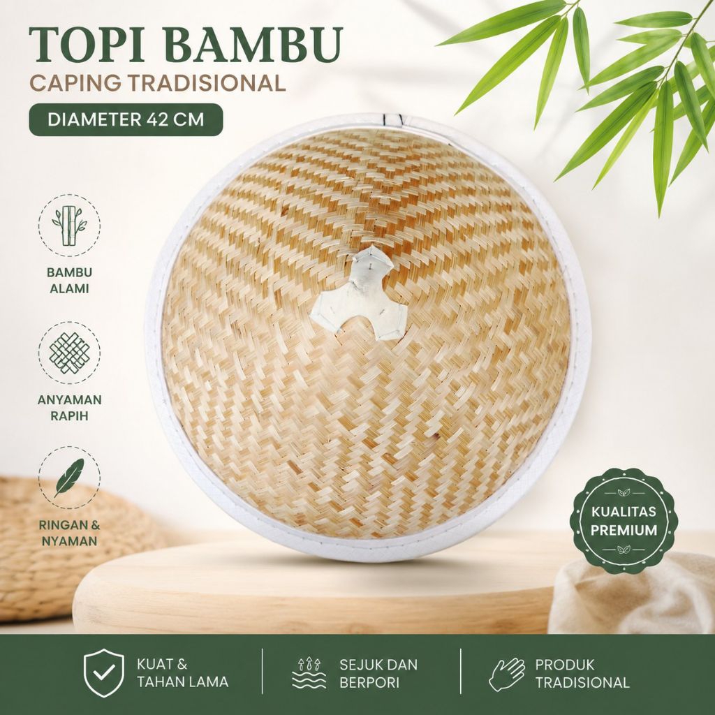 caping bambu - topi caping - caping kerucut - topi bambu petani