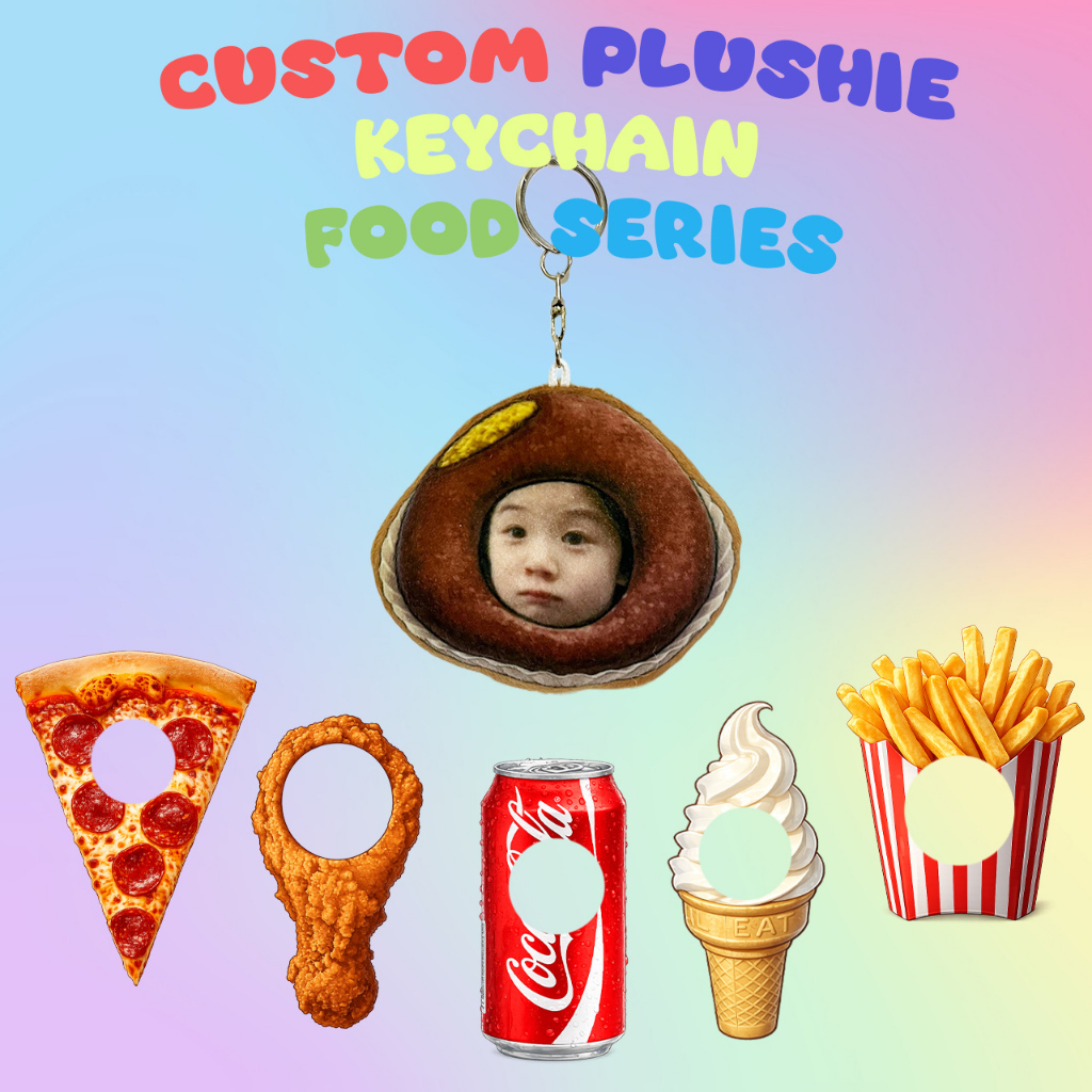 custom plushie keychain food series /  custom gantungan kunci boneka