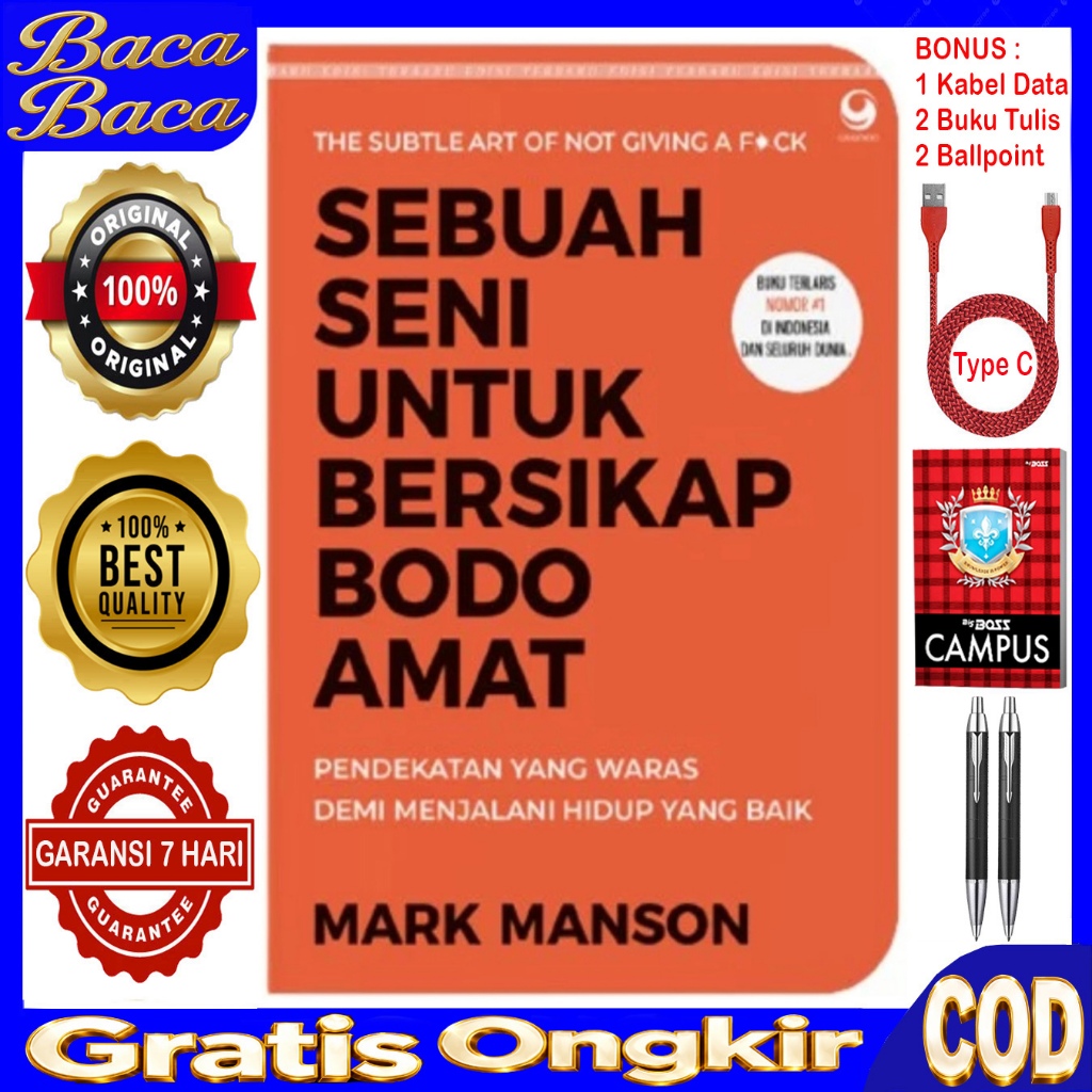 Sebuah Seni Bersikap Bodo Amat Edisi Pocket - Ori - Bonus 2 buku tulis & 1 kabel data