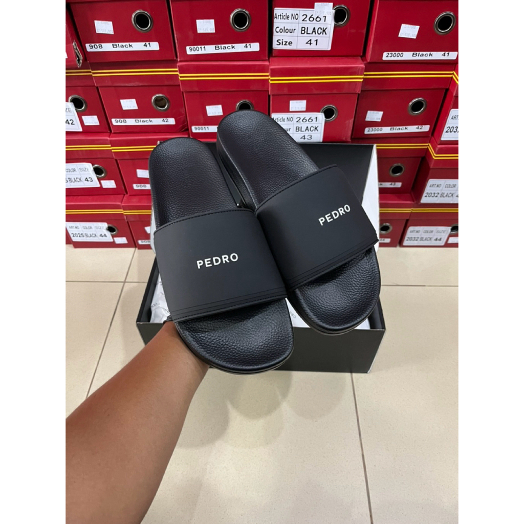 Sandal Slide Pedro Karet - Hitam
