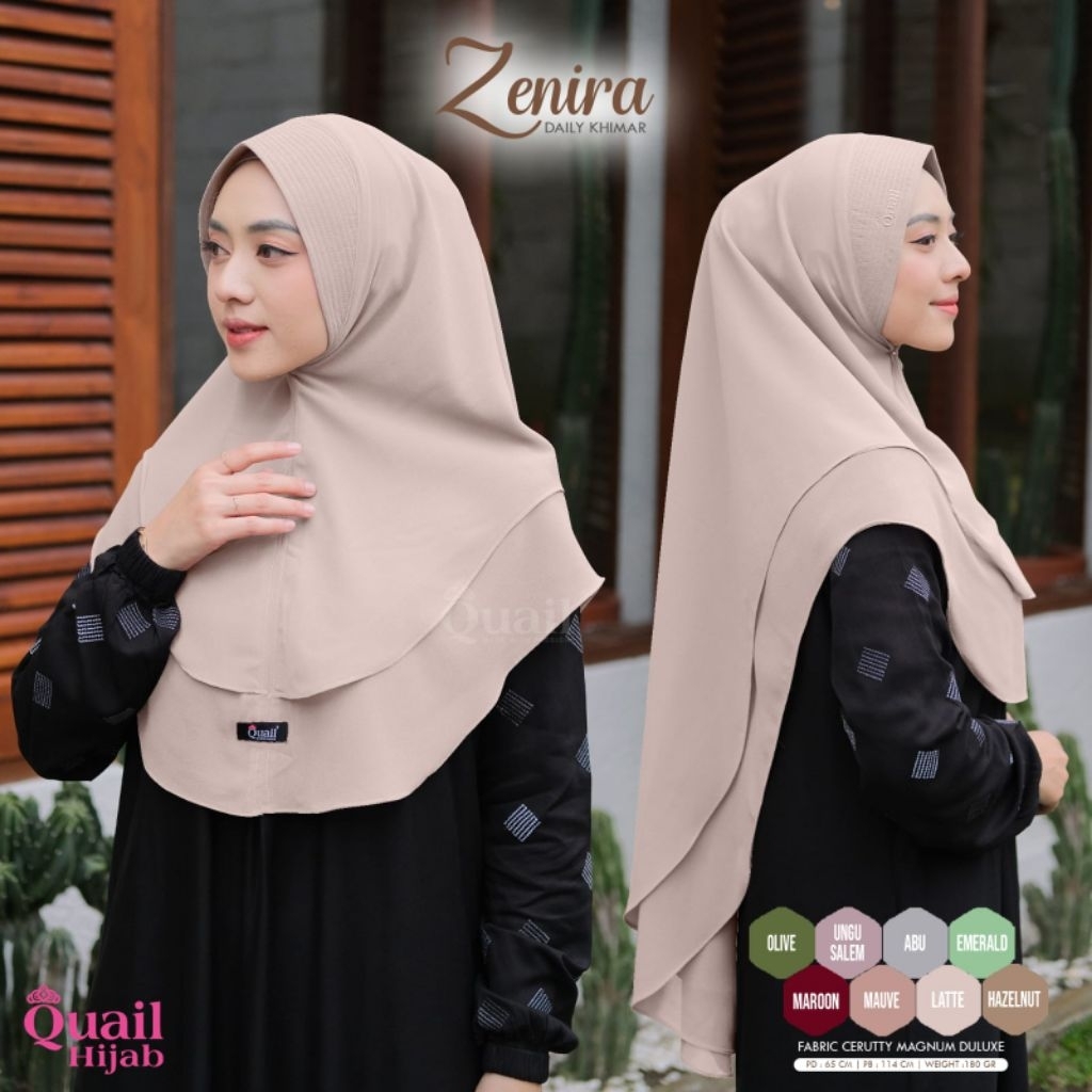 Khimar Zenira by Quail Hijab | Hijab 2 Layer | Hijab Ceruty