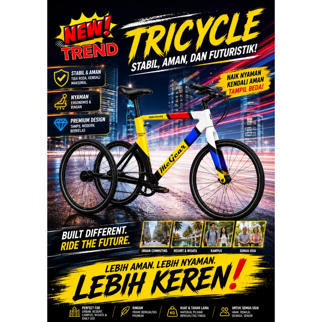 SEPEDA RODA TIGA AERO BIKE - AERO TRICYCLE LOOK STYLE