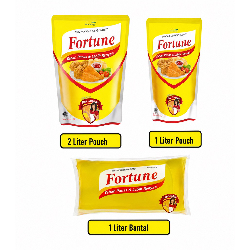 Minyak Goreng Fortune | Bantal 1L | Pouch 1L 2L | 1 Dus isi 12L | Minyak Kelapa Sawit Berkualitas | 