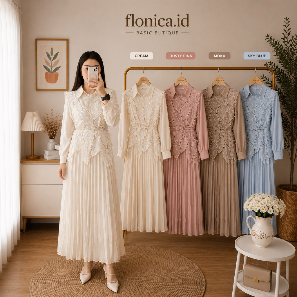 aurelia lace pleated dress