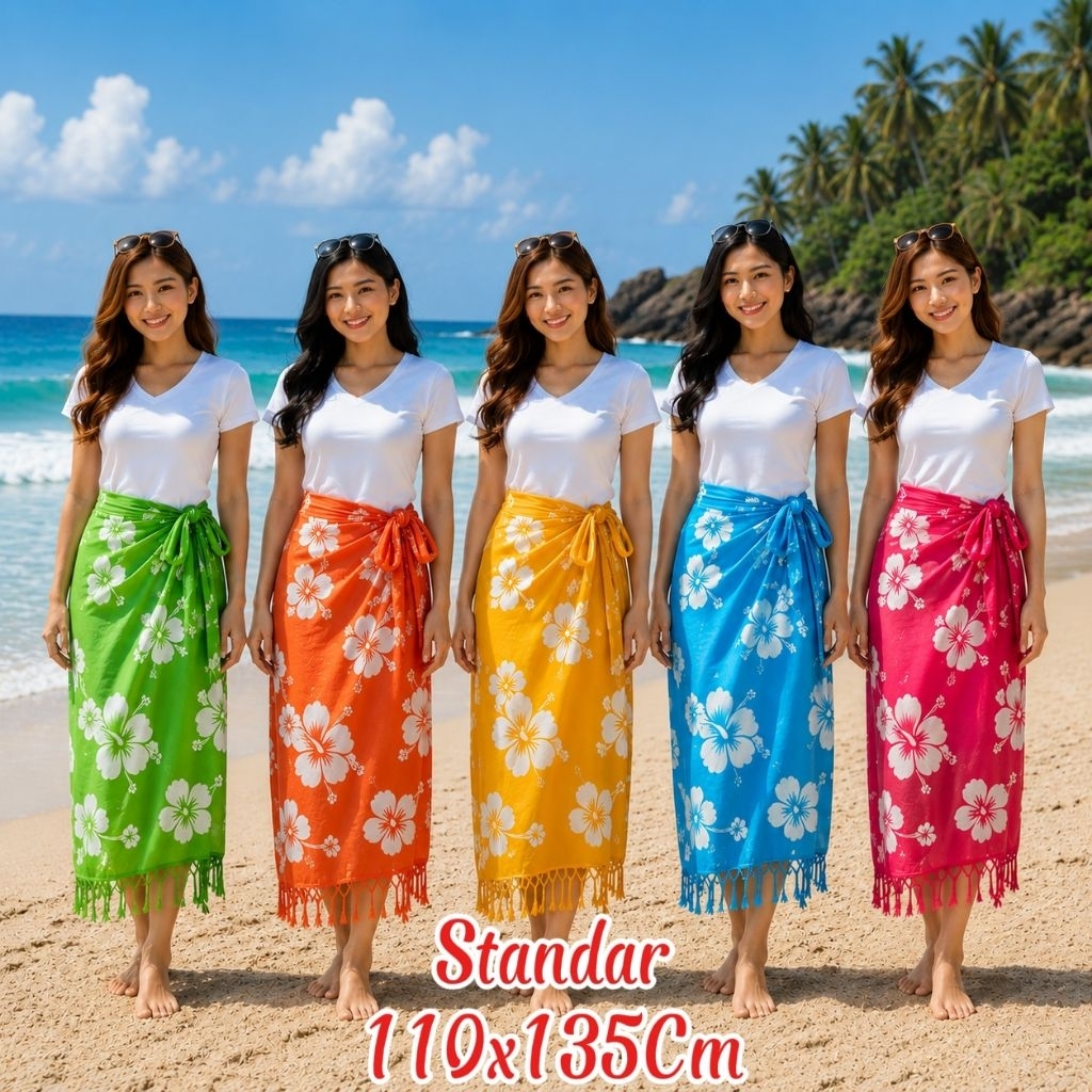 Kain Bali Motif Sari Bunga - kain pantai - kain Bali
