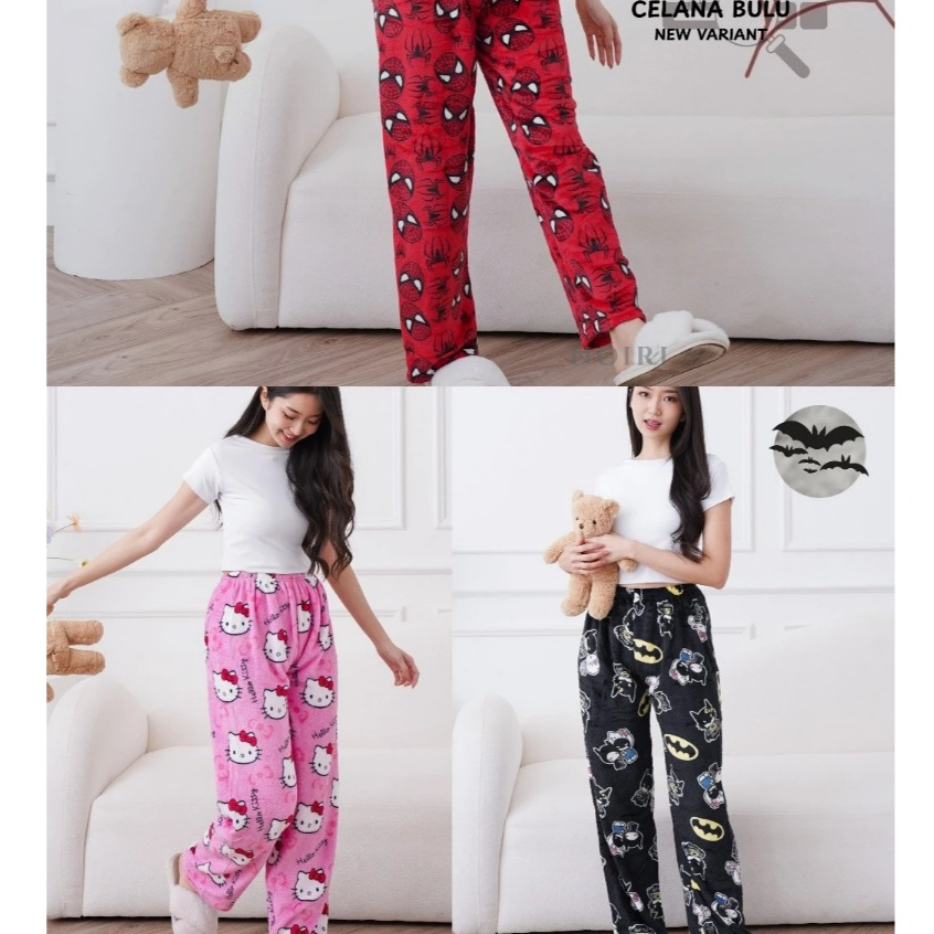 Celana BULU Panjang Wanita Anime Autumn Winter Trousers CELANA TIDUR WANITA CELANA TIDUR BERMOTIF KA