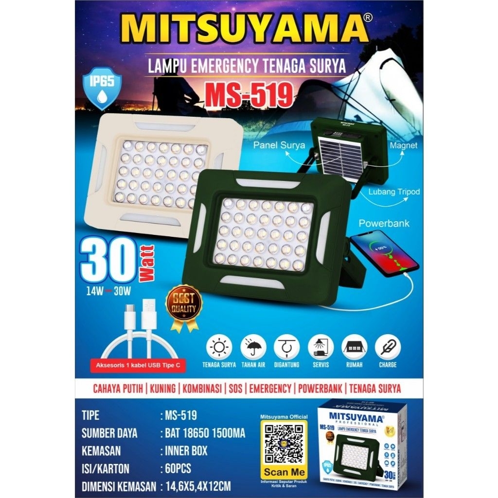 LAMPU EMERGENCY TENAGA SURYA MITSYUAMA/PANEL SURYA LAMPU EMERGENCY