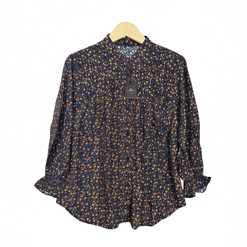 Onella Blouse Kemeja Rayon Motif Atasan Wanita Kekinian Baju Busui Lengan Panjang