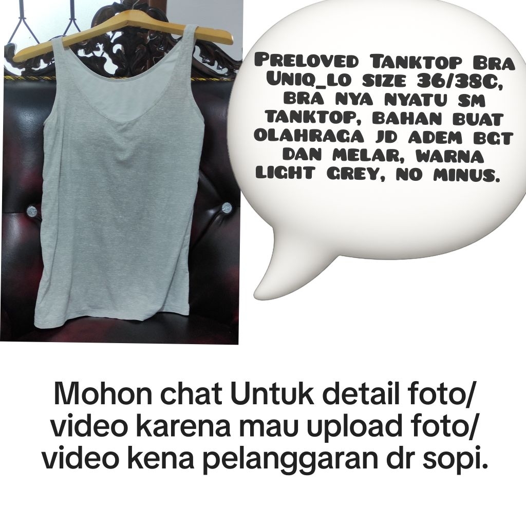 Preloved Tanktop Bra Uniq Warna Abu (chat untuk detail)