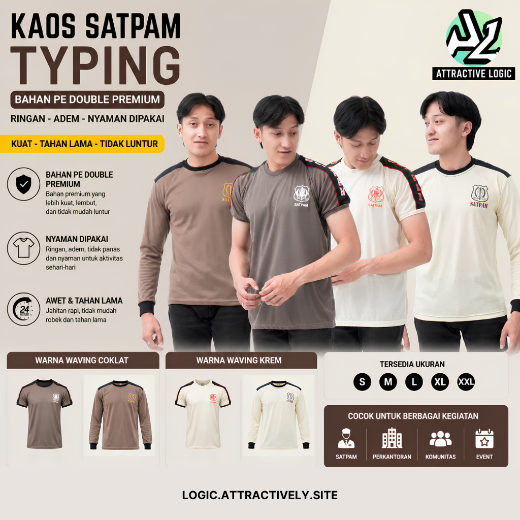 BAJU KAOS SECURITY SATPAM VAVING COKLAT/KREM LENGAN PENDEK TERBAIK - ATTRACTIVE