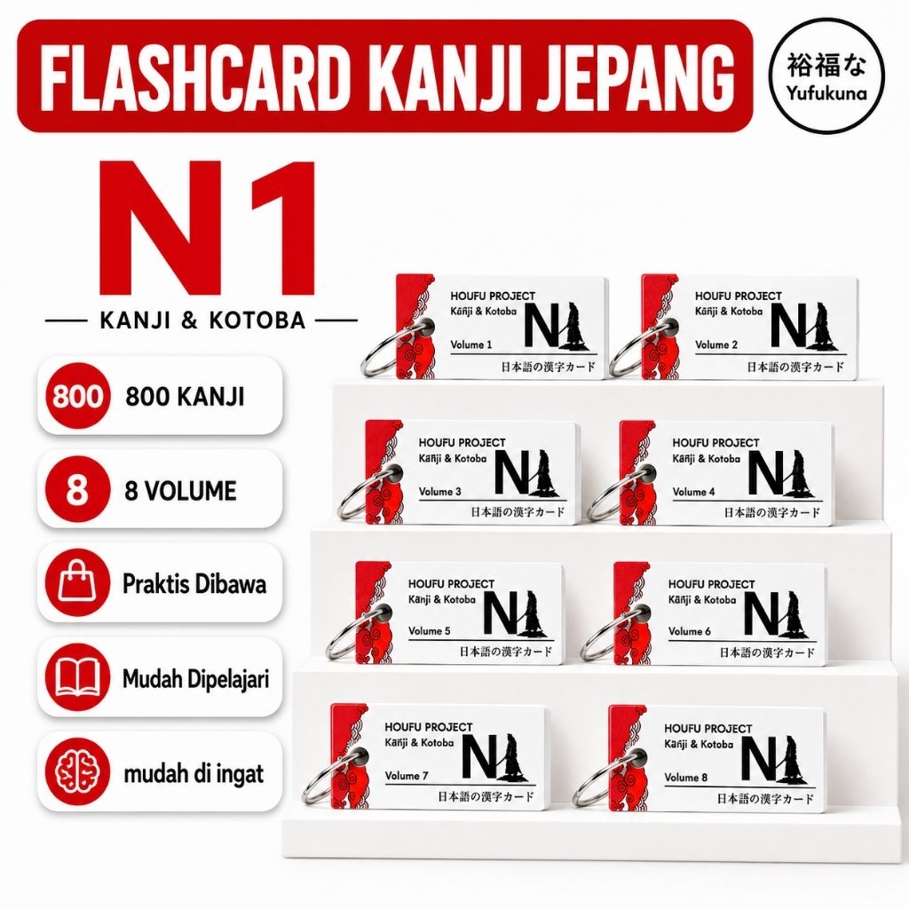 Flashcard kanji kotoba N1 bahasa jepang isi 800 kanji