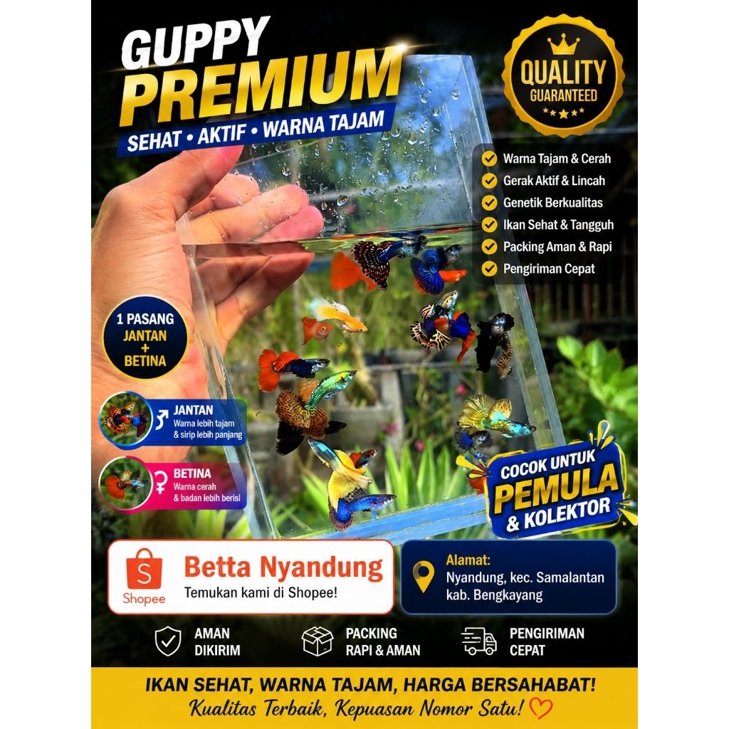 satu pasang ikan Guppy random ikan Guppy promo gratis ongkir ikan Guppy prtde Guppy black Moscow Gup