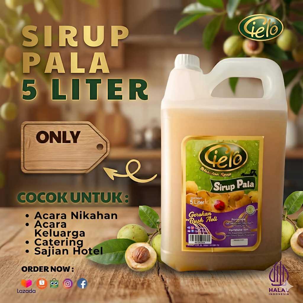 Cielo Sirup Buah Pala Isi 5 liter Dengan Gula Asli Oleh Oleh Kota Bogor