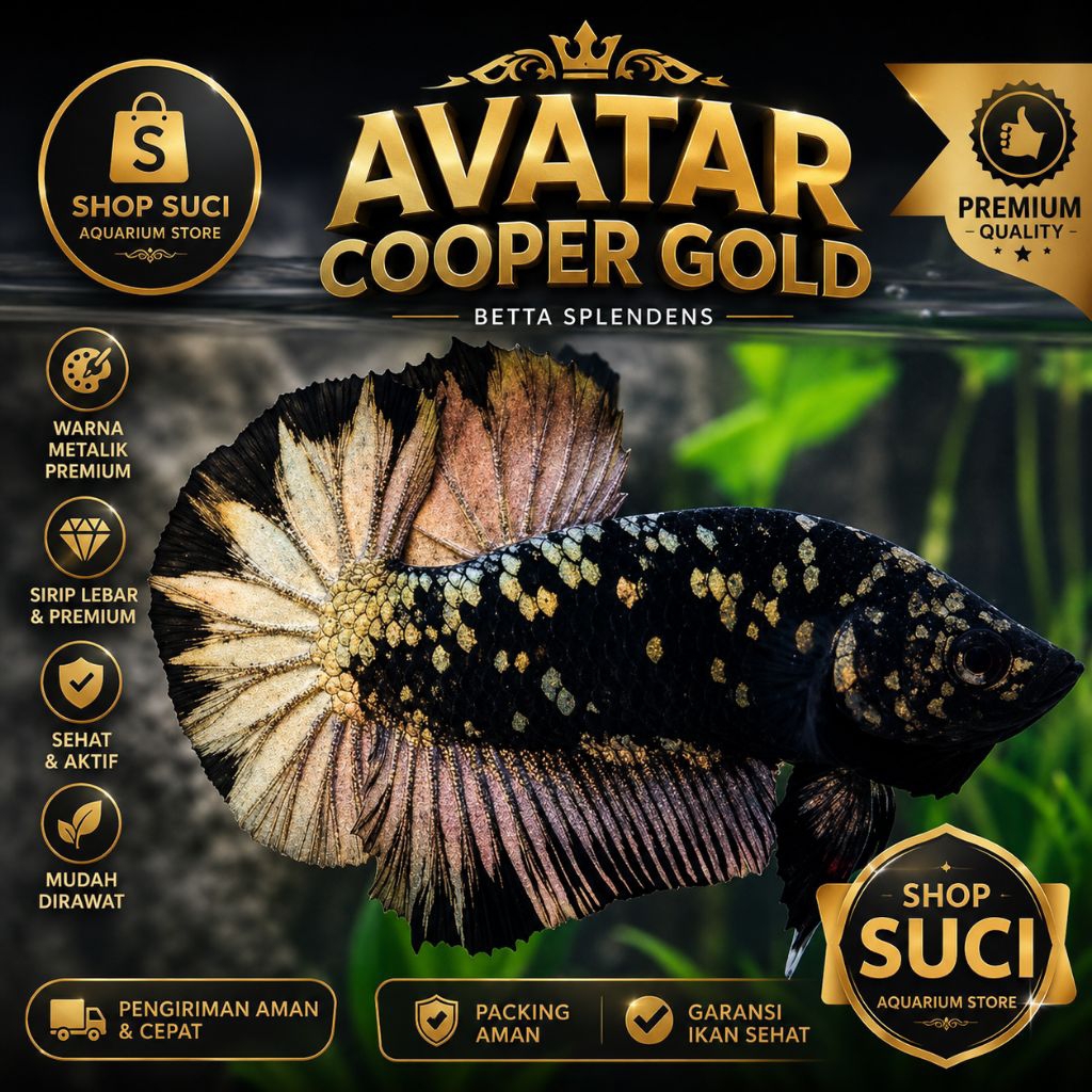 Avatar Copper Gold Premium Ukuran S+ M+ | Ikan Cupang Hias Berkualitas | Betta Fish Sehat & Aktif