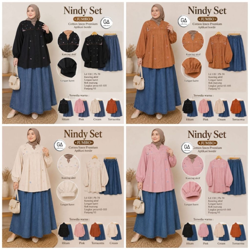 Nindy Set Jumbo Cotton Linen Apl Bordir