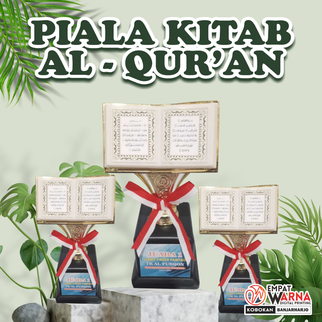 Figur / Trophy prestasi AL-Quran part piala / kepala piala / Piala buku / Piala Alquran / piala
