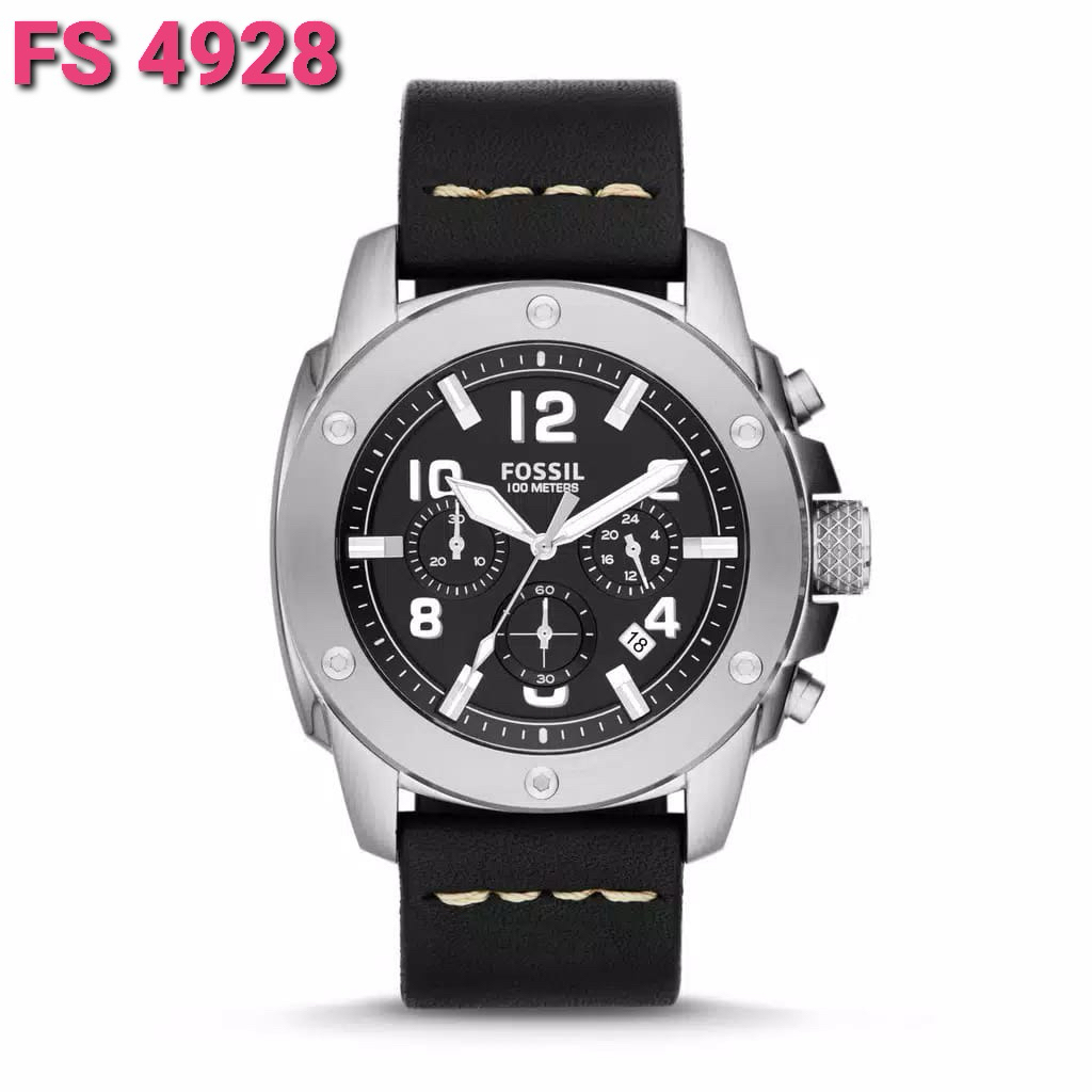 jam tangan pria fs 4928 batrai, strap leather premium