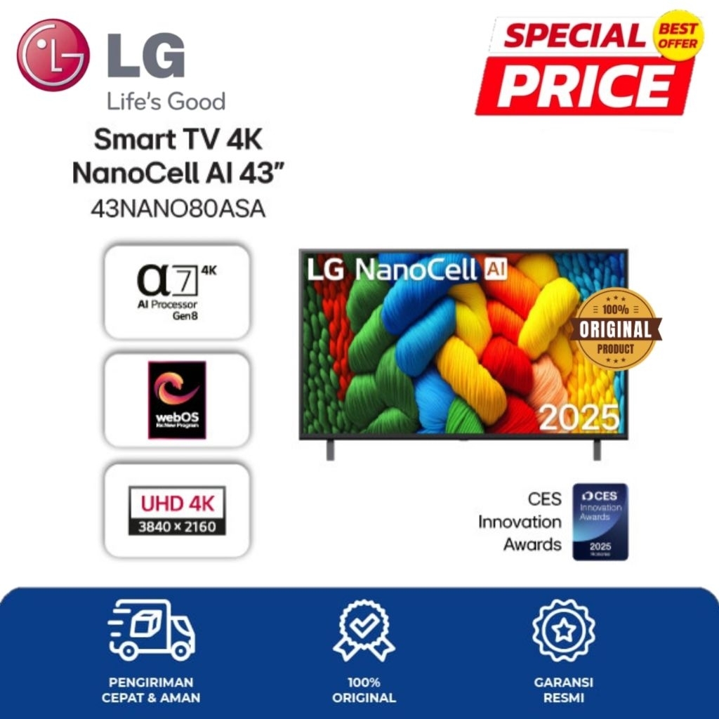 LG NANOCELL 4K UHD SMART TV 43 Inch 43NANO80ASA NANOCELL UHD SMART TV WITH MAGIC REMOTE