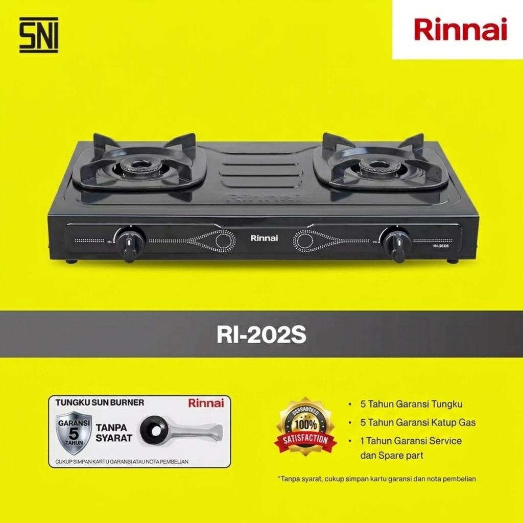 RINNAI Kompor Gas 2 Tungku RI202 S / RI202S / RI302S / RI522S - RI-202S