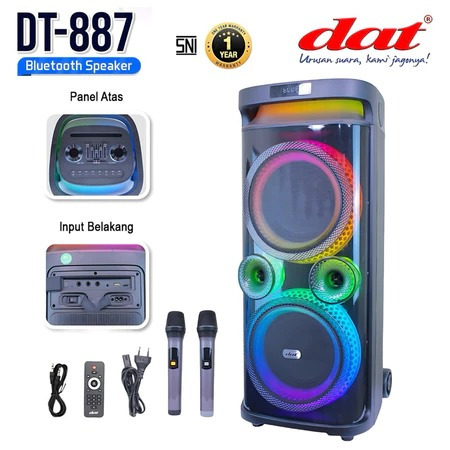 Speaker DAT DT-887 speaker bluetooth portabel speaker aktif full bass dilengkapi 2mic wireles karaok