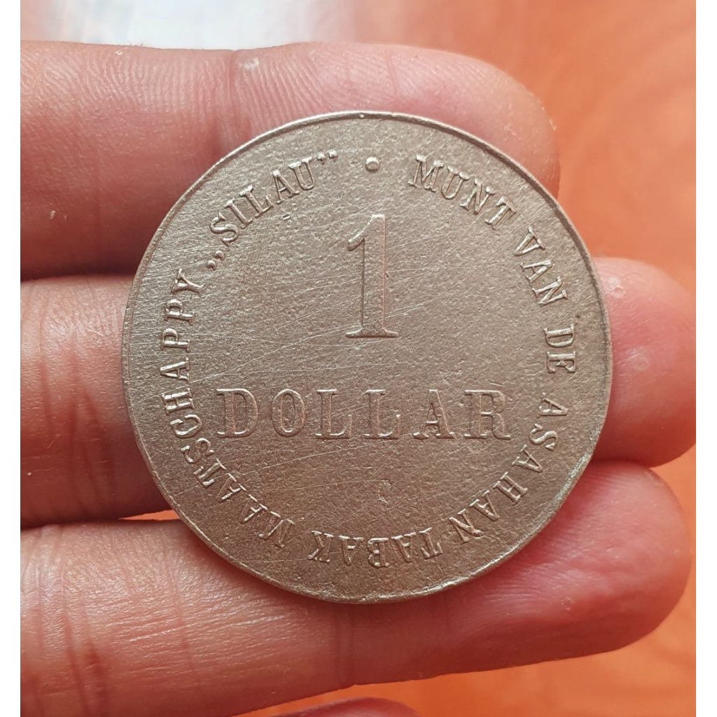 Koin perkebunan 1 dollar tahun 1888 perkebunan kisaran langka