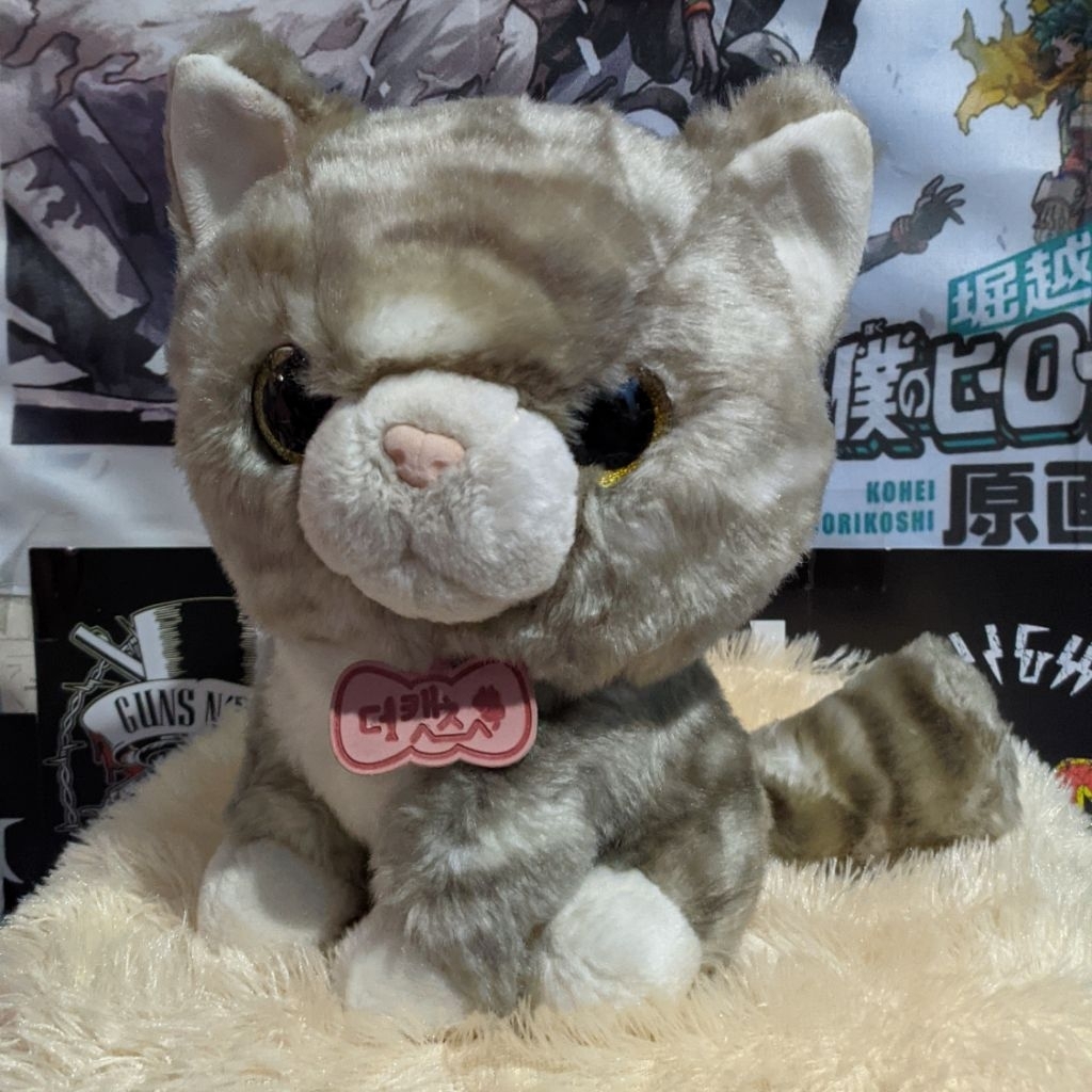 Boneka Kucing Belang Abu abu Lucu