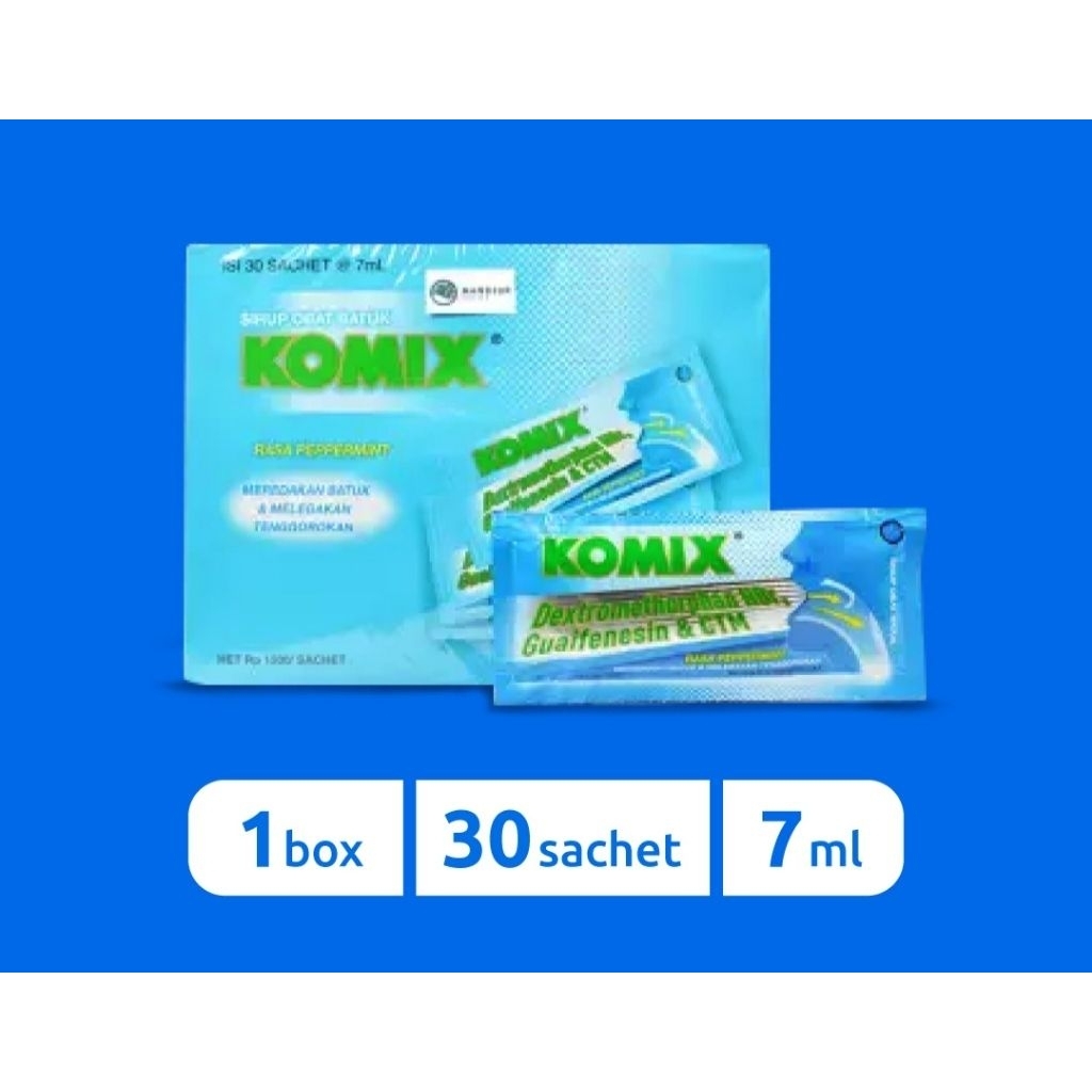 KOMIX PEPPERMINT SACHET 1 BOX 30 SACHET / SIRUP OBAT BATUK KOMIX PEPPERMINT PER BOX ISI 30 SACHET