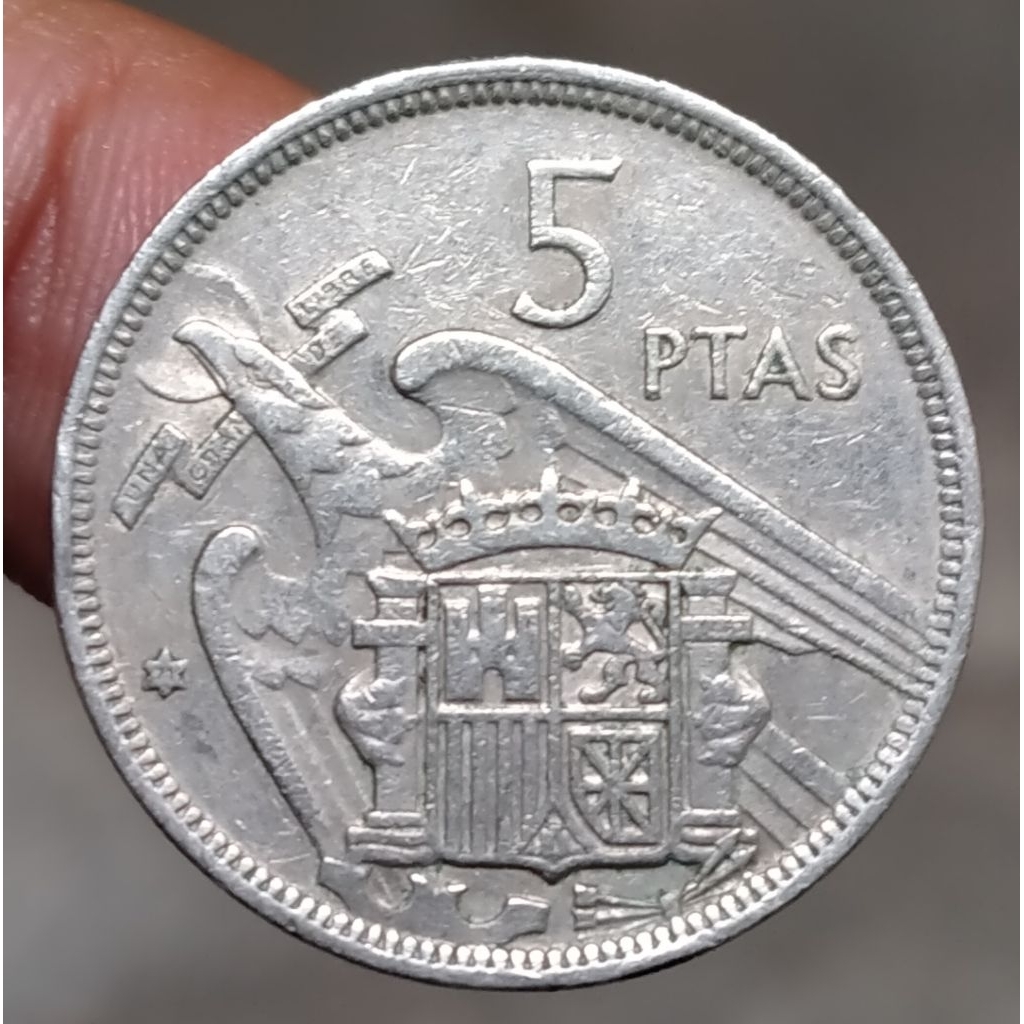 Koin Kuno Spanyol 5 Pesetas tahun 1957