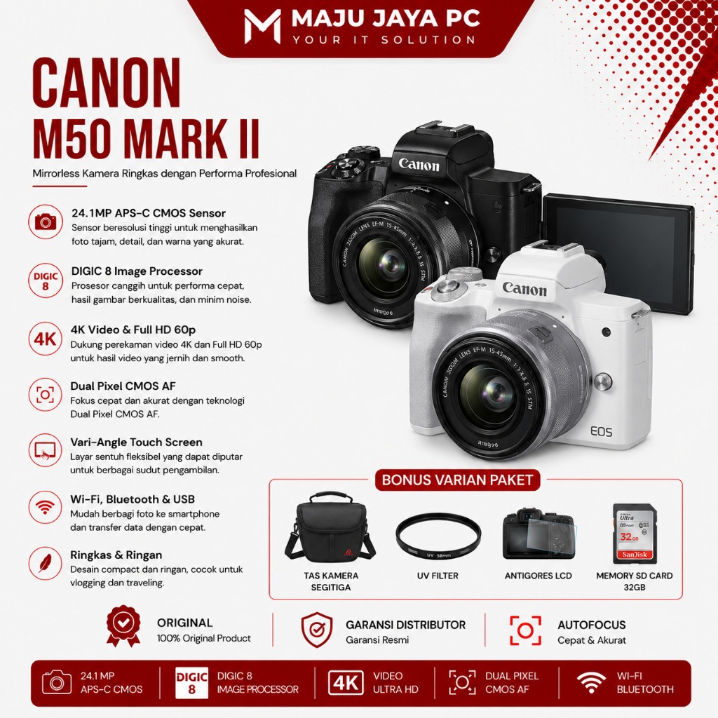 Canon EOS M50 Mark II - Kamera Mirrorless APS-C 24MP