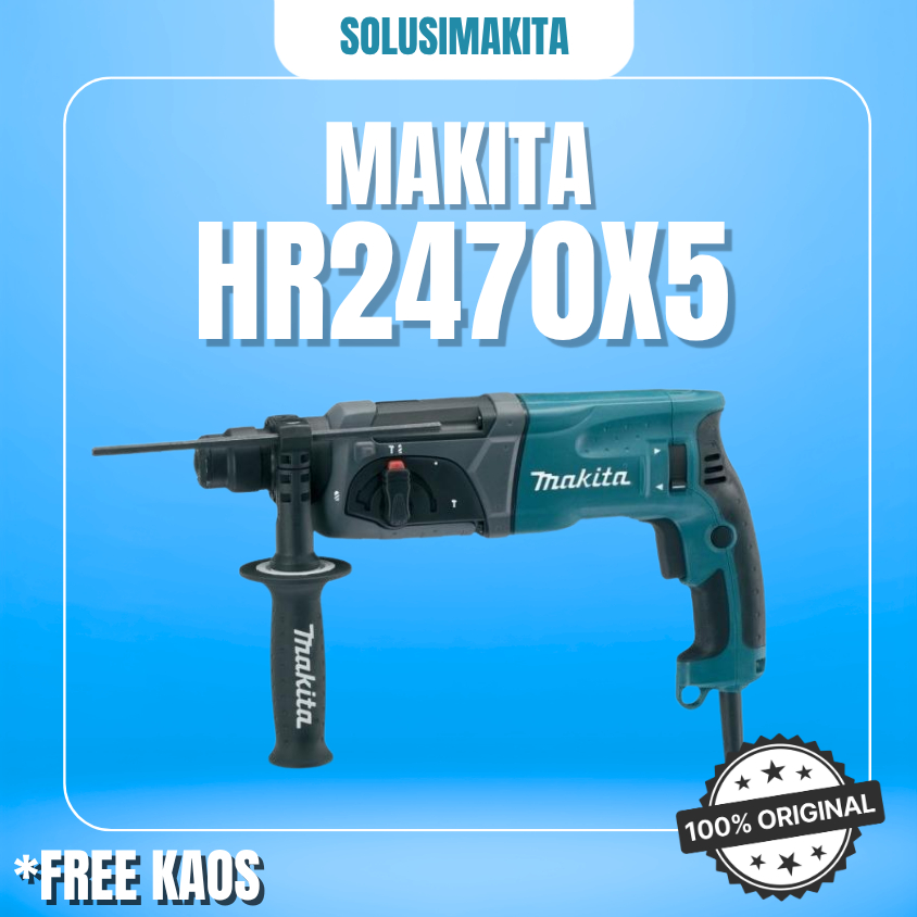 Bor Bobok Beton Makita HR2470 Rotary Hammer 220V, Kapasitas Besar untuk Proyek Berat