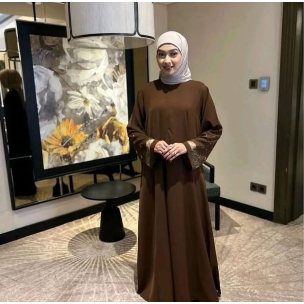 abaya warna mahogani trend kalangan remaja dewasa ibu / gamis warna merah maroon terbaru burgundy / 