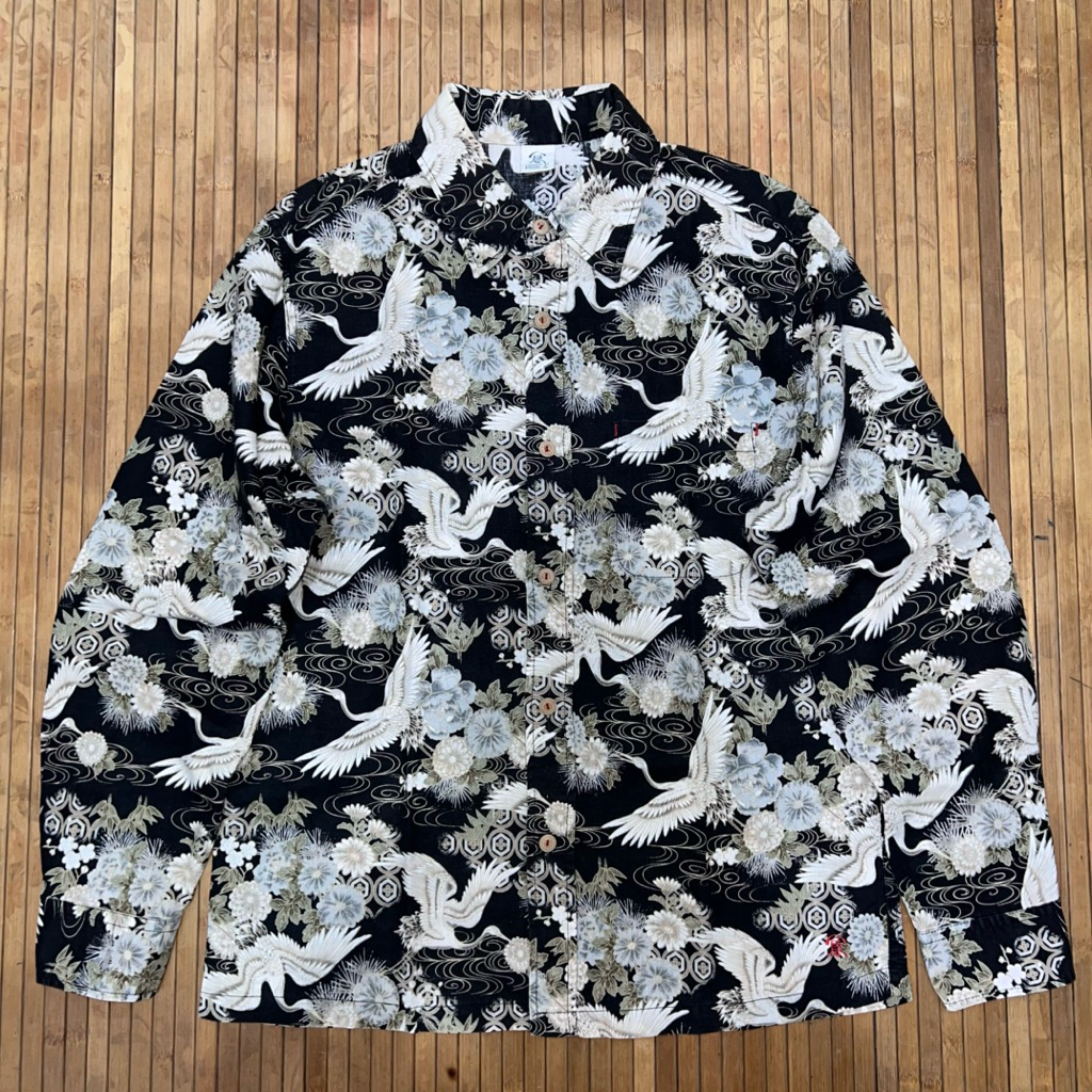 CONCEPT BY ETERNAL PEACOCK JAPANESE ART HAWAIIAN LONG SLEEVE SHIRT Sun Surf Oniwa Soto