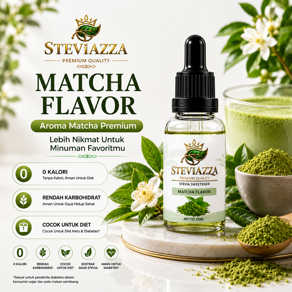 STEViAZZA Stevia Cair Matcha 30ml |15ml | 5ml |  Pemanis Stevia Liquid Premium Untuk Kopi Teh Matcha