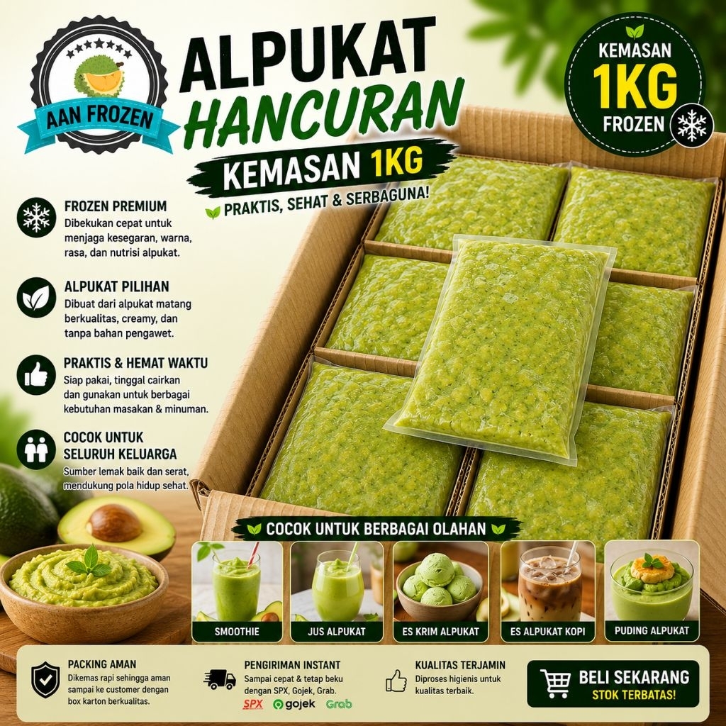 Alpukat Hancuran / Daging Alpukat / Alpukat Beku / Daging Alpukat 1kg