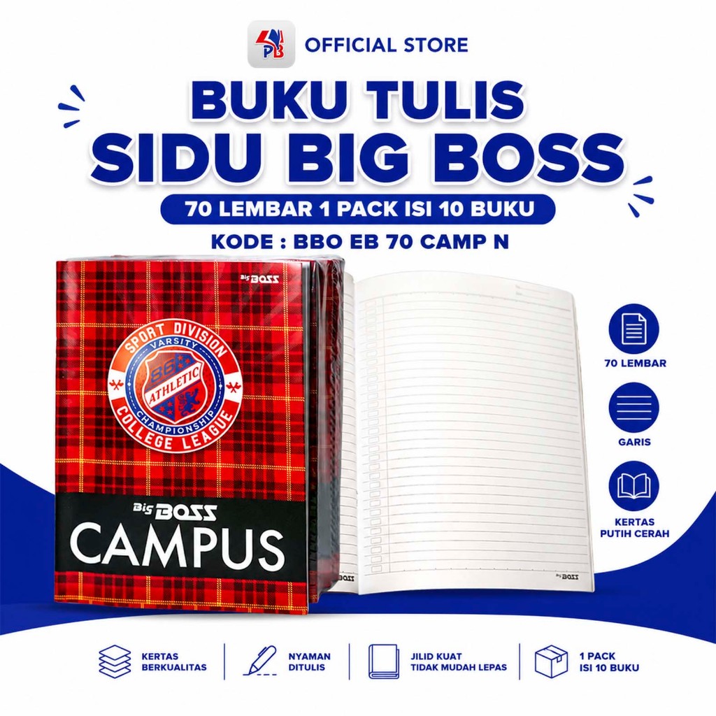 Buku Tulis Sidu 70 lembar / Buku Tulis Sidu Big Boss BBO EB 70 CAMP N Buku Tulis Sinar Dunia 1 pack 