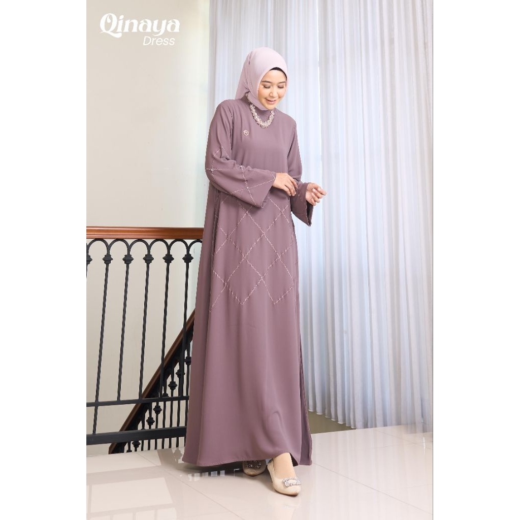 QINAYA DRESS GAMIS PESTA WANITA TERBARU ORI BY MAREVI (HANYA SIZE STANDAR)
