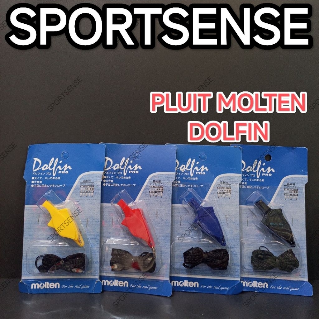 Pluit Molten Dolfin Pro Peluit Wasit Olahraga Sepak Bola Futsal Basket Dengan Tali Original