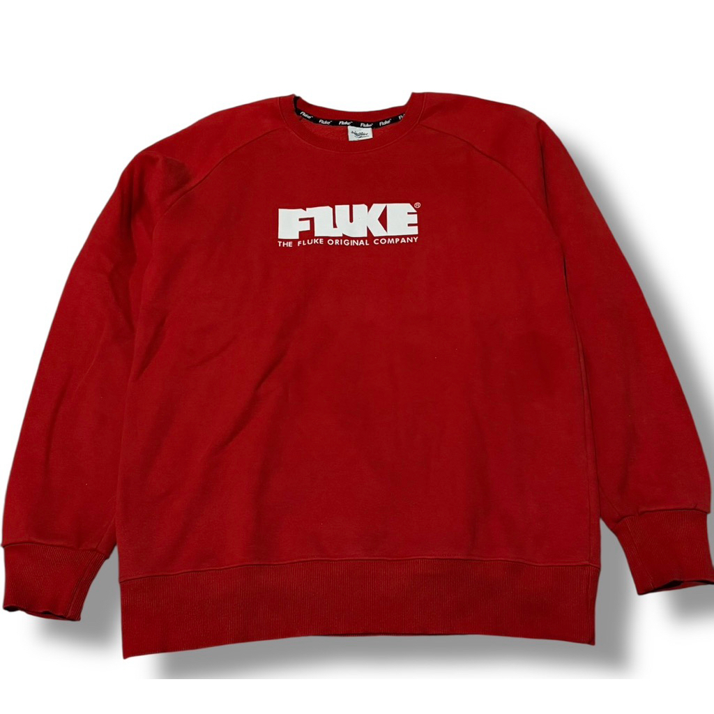 FLUKE Crewneck Skateboard Streetwear Simple Red Preloved