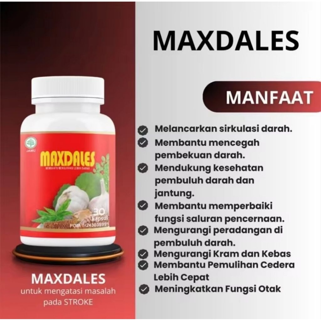 MAXDALES Obat Stroke Kolesterol Maxdales Isi 30 Kapsul Asli Original