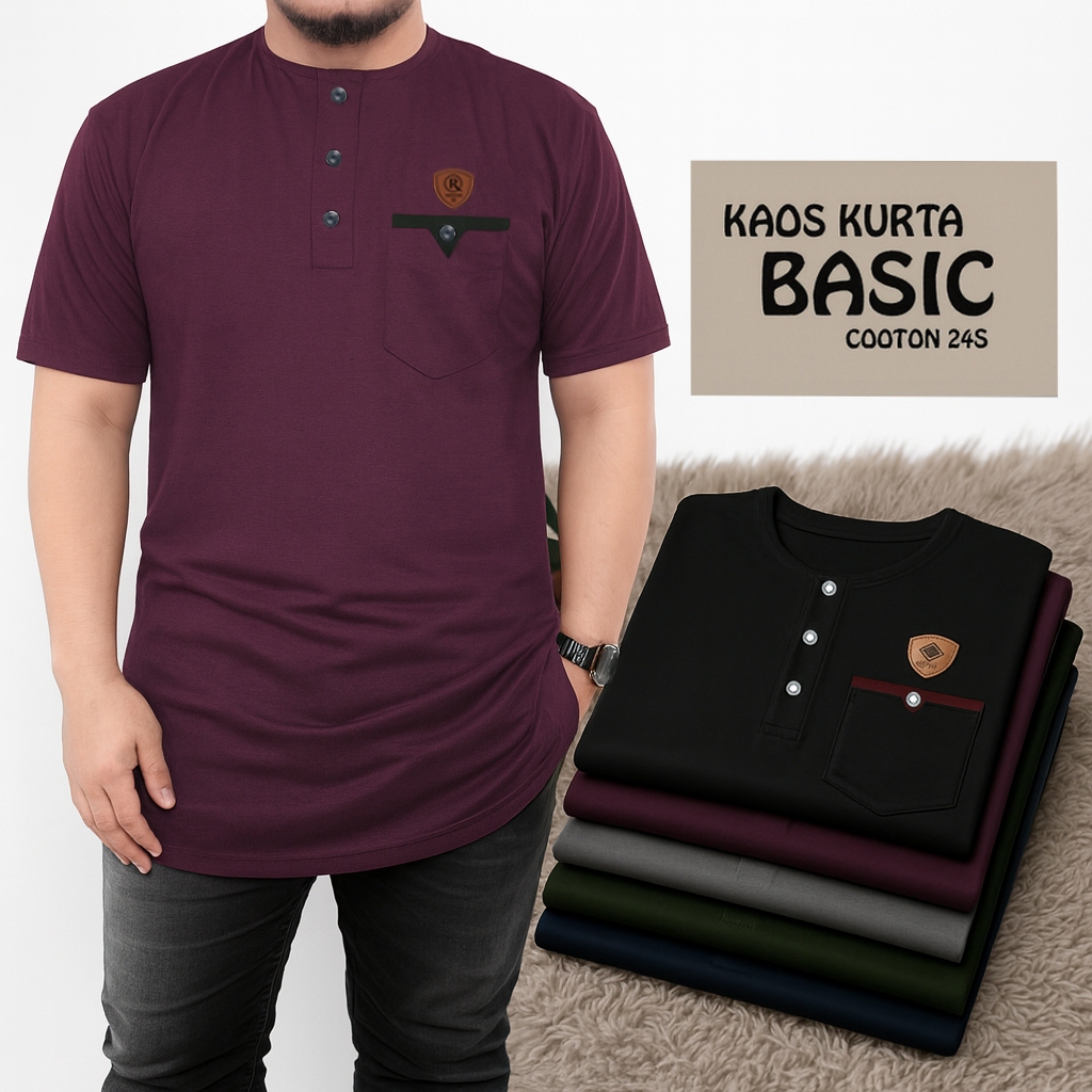 elkasfa_baju koko bahan kaos model kurta pakistan kaos primium kaos kurta dewasa bahan cotton 24s