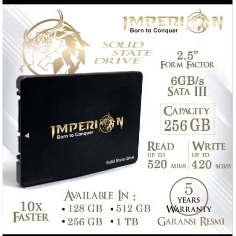 Imperion SSD MMR Elite 256GB 2.5" SATA III 6GB/s 520MB/s Baca 420MB/s Garansi 5 Tahun