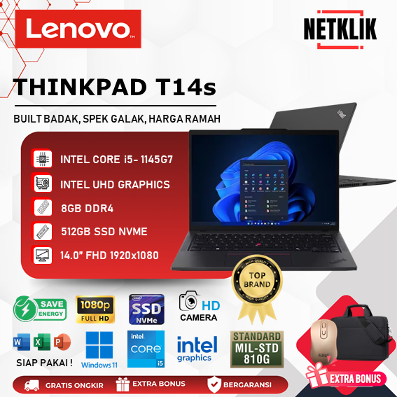 LENOVO THINKPAD T14S INTEL i5-1145G7 - 8GB/512GB - 14.0 inch FHD WIN10PRO-EX DISPLAY